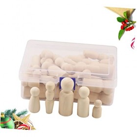 TEHAUX 40 Pièces Poupée De Peinture Poupées Inachevées Formes De Personnes en Bois Assorties Robot Marionnette en Bois Peintu