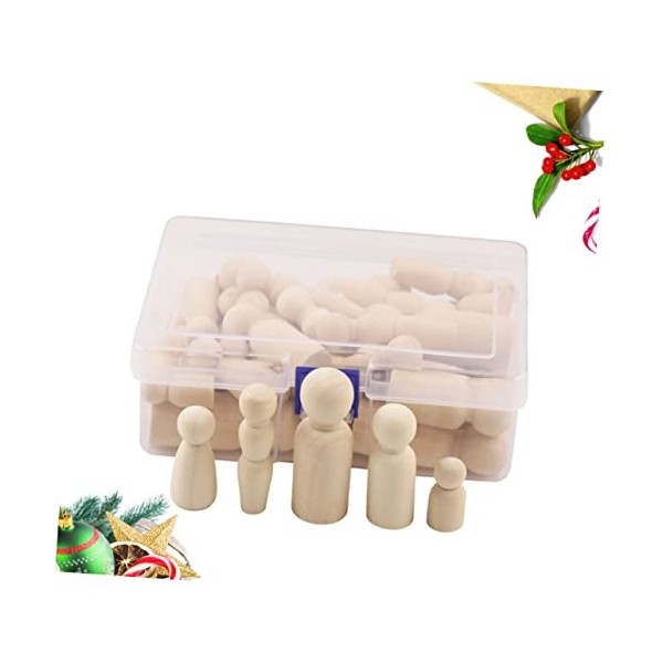 TEHAUX 40 Pièces Poupée De Peinture Poupées Inachevées Formes De Personnes en Bois Assorties Robot Marionnette en Bois Peintu