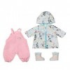 Baby Annabell 706718 Deluxe Rain Set-to Fit 43cm Dolls-Outfit Rainy Days, Includes Raincoat, Trousers and Pair of Wellingtons