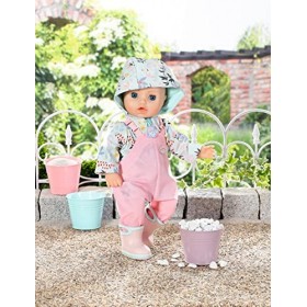 Baby Annabell 706718 Deluxe Rain Set-to Fit 43cm Dolls-Outfit Rainy Days, Includes Raincoat, Trousers and Pair of Wellingtons
