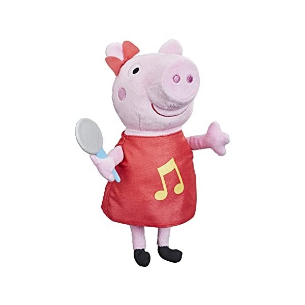 Peppa Pig Grunz-mi-Peppa Poupée en Peluche chantante avec Robe Rouge et nœud Chante 3 chansons à partir de 3 Ans, F2187FF2, M