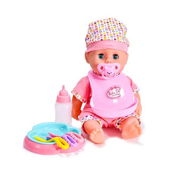 Baby Doll Boire et mouiller 12" avec Son et Accessoires, TY4319, Rose, 30 cm