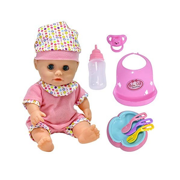 Baby Doll Boire et mouiller 12" avec Son et Accessoires, TY4319, Rose, 30 cm