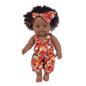 Uteruik Poupée noire de 30,5 cm - Poupée de bébé africaine américaine avec combinaison, bandeau, vêtements pour enfants, cade