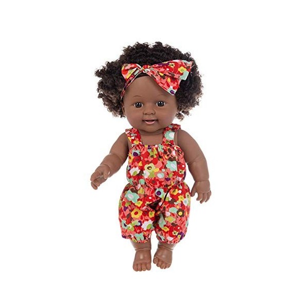 Uteruik Poupée noire de 30,5 cm - Poupée de bébé africaine américaine avec combinaison, bandeau, vêtements pour enfants, cade