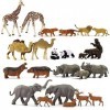 HO AN8718 Lot de 24 animaux sauvages peints à léchelle 1:87 en PVC Motif éléphant, chameau, girafe, tigre, lion, panda, ours