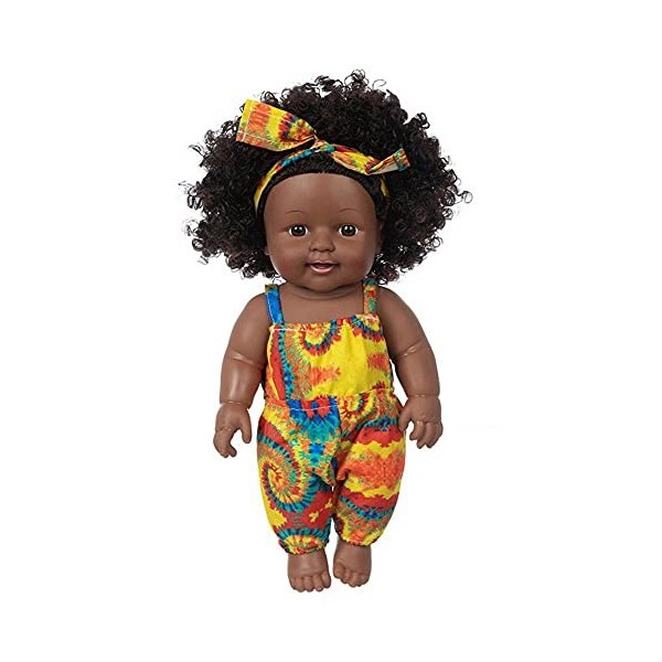 Uteruik Poupée noire de 30 cm avec bandeau, vêtements pour enfants, cadeau danniversaire A 