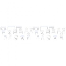 EXCEART 28Pcs Maison Maison de Poupée Paysage Accessoires en Plastique Blanc Modèle Chambre de Poupée: Ornements de Style Min