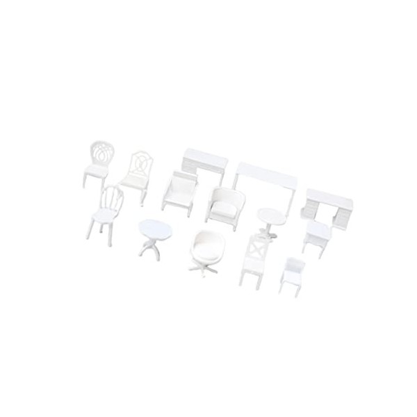 EXCEART 28Pcs Maison Maison de Poupée Paysage Accessoires en Plastique Blanc Modèle Chambre de Poupée: Ornements de Style Min