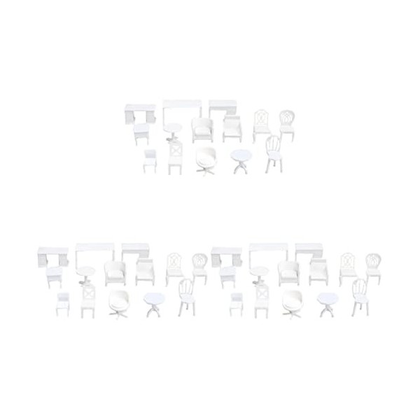 EXCEART 28Pcs Maison Maison de Poupée Paysage Accessoires en Plastique Blanc Modèle Chambre de Poupée: Ornements de Style Min