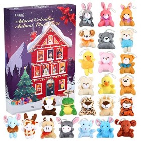 LIHAO Calendrier de L’Avent 2023 - Compte à Rebours Noël -24 pcs jouet d‘animaux mignons, Jouet Cadeau/Cadeaux de Noël spécia