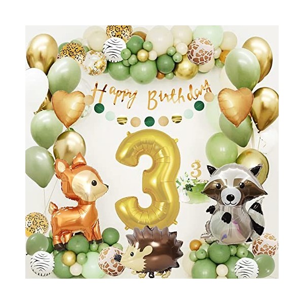 Anniversaire 2 an Decoration Garcon Fille, Vert Or Ballon Anniversaire 2 an, Deco Anniversaire Garcon Fille, Kit Anniversaire