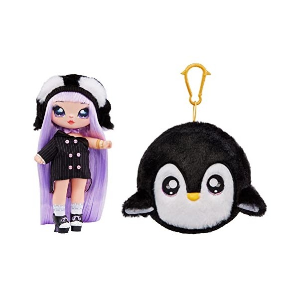 Na! Surprise 119401EUC Série Cozy - ISLA Waddles Poupée Mannequin Douce inspirée d’Un Pingouin, avec Les Cheveux Violets, Bon