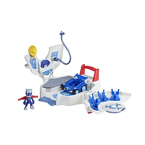 PJ Masks Pyjamasques La Ronde des héros, QG Pyjorbital avec Voiture et Figurine, Jouets pour Filles et garçons