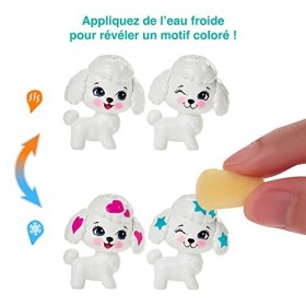 Enchantimals, Coffret​ Salon de Toilettage Caniche avec 1 Poupée Perris Caniche et 2 chiots qui changent de couleur, Jouet En