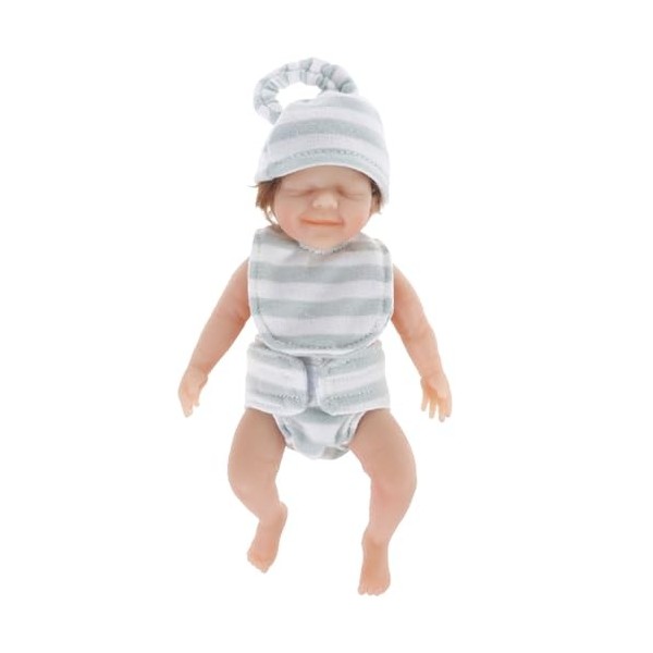 Poupées miniatures, mini-poupée de bébé en silicone, poupée de bébé nouveau-né réaliste de 6 pouces avec un chapeau et des vê