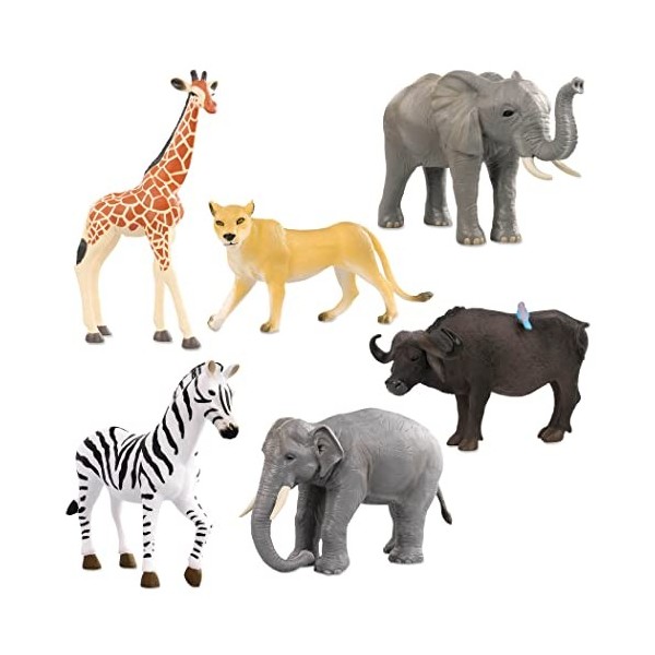 Terra by Battat AN6061BZ - Set de 6 Figurines Animaux Sauvages Réalistes en Plastique - Inclut Éléphant dInde - Éléphant dA