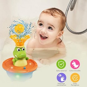 BelleStyle Jouet de Bain Lumineux pour Bébé, Crocodile Jeux de Bain pour Bébé 1 2 3 4 5 Ans, Jouets Piscine Baignoire, 5 Pulv