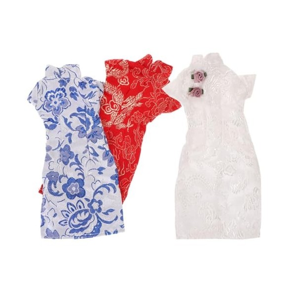 ibasenice 3 Pièces Vêtements De Poupée Robes Jouets Bébé Poupée Robe Costumes Vêtements Tenue Robe Chinoise Vintage Vêtements