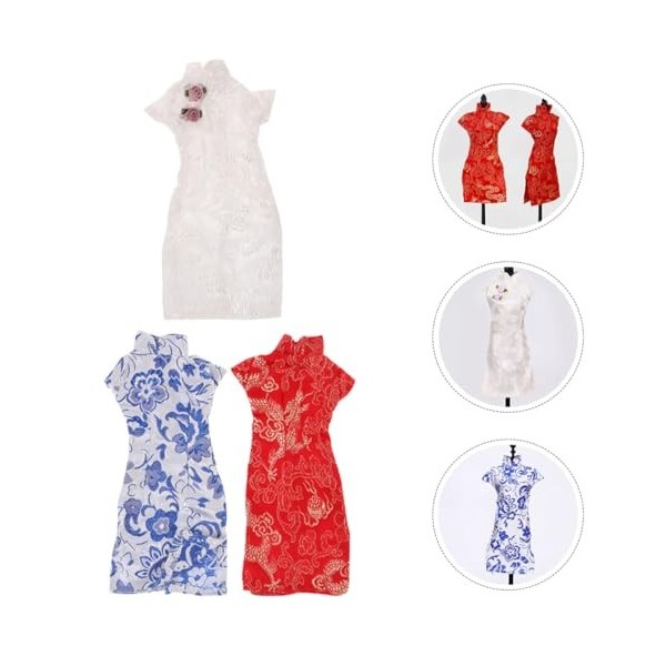 ibasenice 3 Pièces Vêtements De Poupée Robes Jouets Bébé Poupée Robe Costumes Vêtements Tenue Robe Chinoise Vintage Vêtements