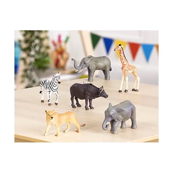 Terra by Battat AN6061BZ - Set de 6 Figurines Animaux Sauvages Réalistes en Plastique - Inclut Éléphant dInde - Éléphant dA