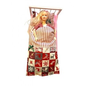Parure de lit édition de Noël pour poupées Barbie et Sindy crème et vin 
