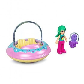 Polly Pocket Mini véhicule en métal à collectionner, poupée articulée et animal de compagnie – Poupée Pollys Friend avec Don