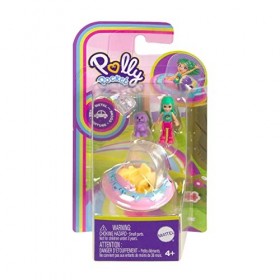 Polly Pocket Mini véhicule en métal à collectionner, poupée articulée et animal de compagnie – Poupée Pollys Friend avec Don