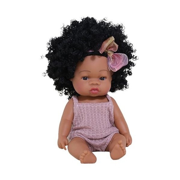 Black Girl Reborn Doll Lifekey 13inch Vinyl Douple réaliste habillé Baby Doll with Bowknot Posage African Baby Dolls African 