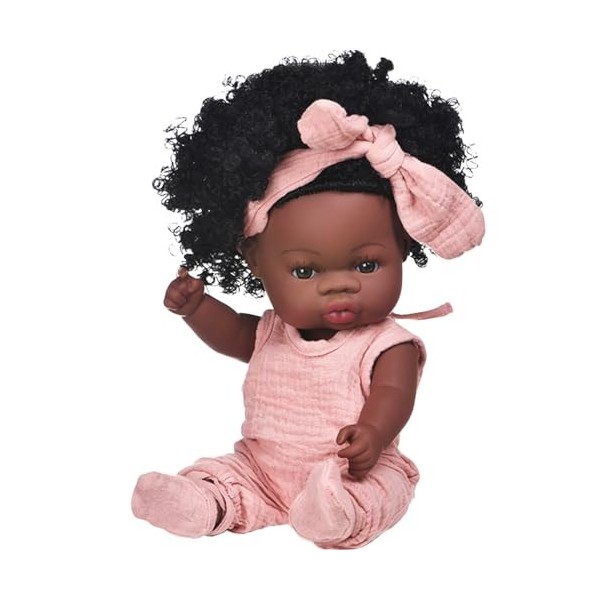 Black Girl Reborn Doll Lifekey 13inch Vinyl Douple réaliste habillé Baby Doll with Bowknot Posage African Baby Dolls African 