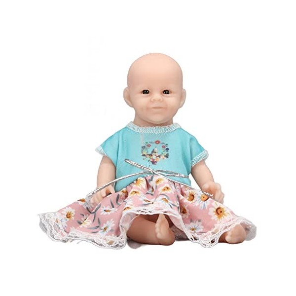 Alomejor Baby Doll, 6in Full Silicone Newborn Doll Soft Lifelike Reborn Doll Toy pour Les Enfants de Plus de 3 Ans Poupées et