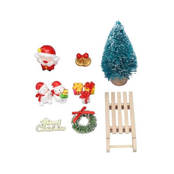 KOMBIUDA 1 Jeu Mini Set De Noel Mini Ornements De Noël Mini Accessoires De Maison De Noël Mini Bonhomme De Neige Miniature De