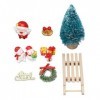 KOMBIUDA 1 Jeu Mini Set De Noel Mini Ornements De Noël Mini Accessoires De Maison De Noël Mini Bonhomme De Neige Miniature De