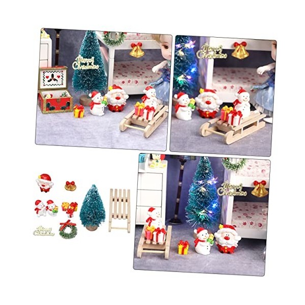 KOMBIUDA 1 Jeu Mini Set De Noel Mini Ornements De Noël Mini Accessoires De Maison De Noël Mini Bonhomme De Neige Miniature De