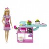 Barbie Métiers coffret​ Fleuriste avec poupée blonde, comptoir, 3 pâtes à modeler, un moule, 2 vases et un ourson, jouet pour