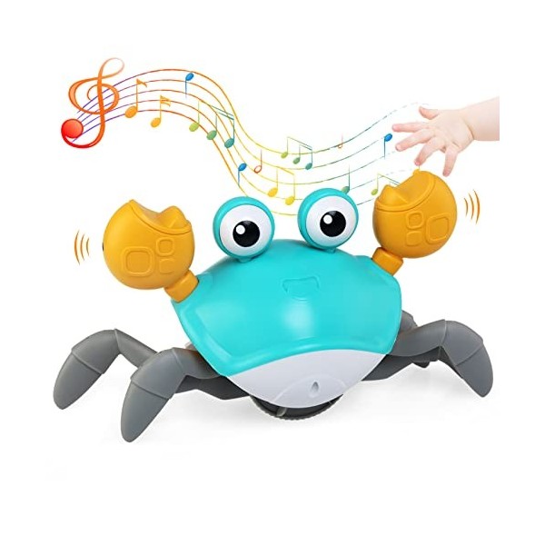 Ballery Bébé Jouet de Crabe Rampant, Jouet Musical Enfant, Jouets de Crabe Rampants avec Musique Et Lumières Crabe électrique