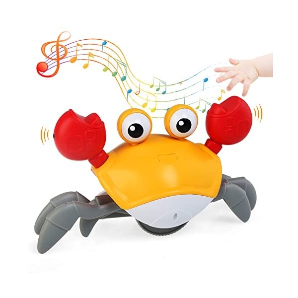 Ballery Bébé Jouet de Crabe Rampant, Jouet Musical Enfant, Jouets de Crabe Rampants avec Musique Et Lumières Crabe électrique