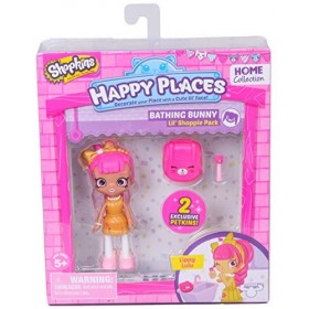 Shopkins – Happy Places – Bathing Bunny – Lippy Lulu – Set 2 Mini Figurines Petkins + 1 Mini Poupée