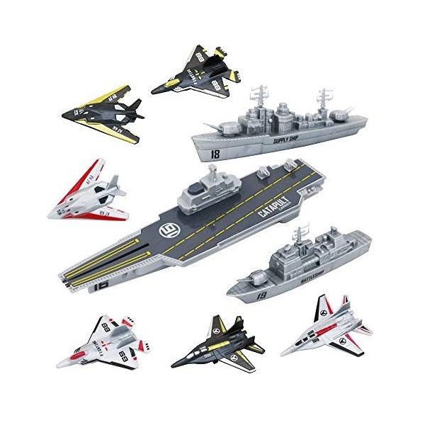 deAO Kit de Jeu Porte-Avions Miniature avec véhicules de Bataille et Avion de ravitaillement