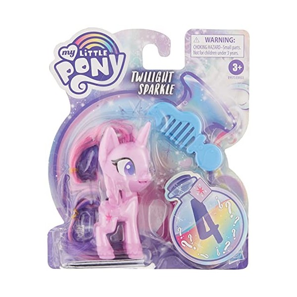 My Little Pony Twilight Sparkle Potion Pony Figure -- 3" Purple Pony Toy with Brushable Hair, Comb, & 4 Surprise Accessories