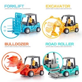 ZHUOYOU Voiture Jouets pour Bébé Tractopelle Enfant Ensemble de 4 Pièces Grue Jouet Cadeau Garcon Fille 1 2 3 Ans