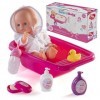 PREXTEX 8 Piece Doll Ensemble de Bain avec poupée, Baignoire, Robe de cérémonie et Accessoires de Bain - Baby Doll Dalia Bain