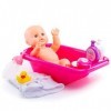 PREXTEX 8 Piece Doll Ensemble de Bain avec poupée, Baignoire, Robe de cérémonie et Accessoires de Bain - Baby Doll Dalia Bain