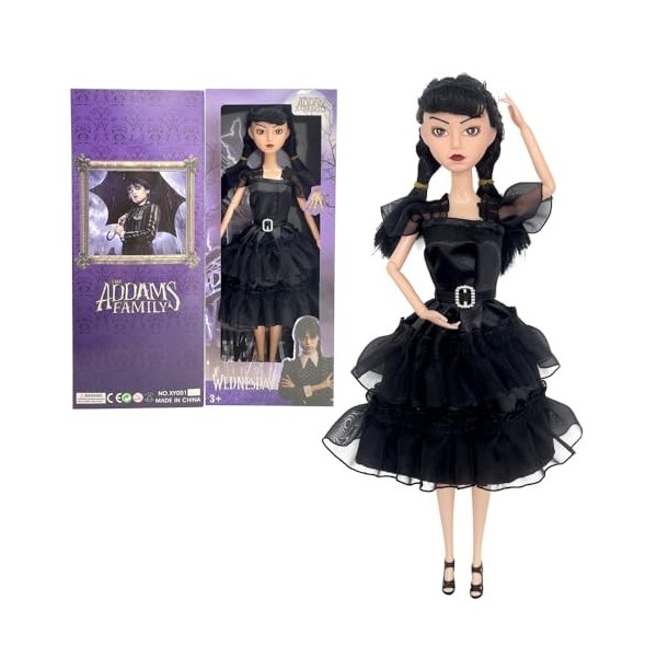 Jooheli Poupées Mercredi Addams, Poupées Famille Addams, Jouets Mercredi, pour Enfants et Adultes, Halloween, Carnaval, Pâque