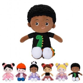 Starpony OUOZZZ Poupée Garçon à la Peau Foncée Cadeau Poupee Bebe pour 1 2 3 4 an Doux et sûr à Jouer 38CM Dinosaure