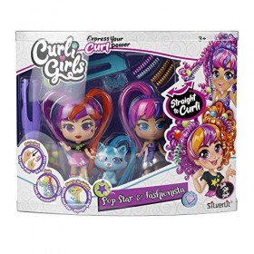 Rocco Giocattoli - Curli Girls Twin Set de poupées, Multicolore 82080
