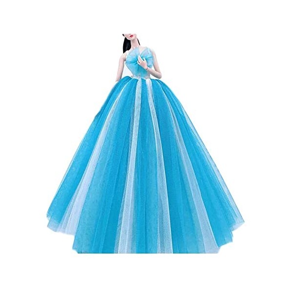 Robe de Mariage pour poupées Robe de Princesse en Gaze Bleue et Blanche Vêtements pour poupées de 12 Pouces