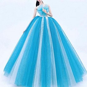 Robe de Mariage pour poupées Robe de Princesse en Gaze Bleue et Blanche Vêtements pour poupées de 12 Pouces
