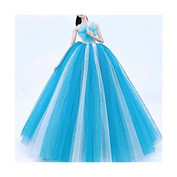 Robe de Mariage pour poupées Robe de Princesse en Gaze Bleue et Blanche Vêtements pour poupées de 12 Pouces