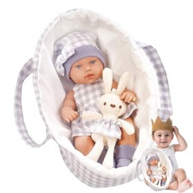 Poupée Reborn pour Enfnts, Jouets De Collection avec Panier De Couchage, Poupée Reborn Apaisante Mobile avec Membres pour Enf